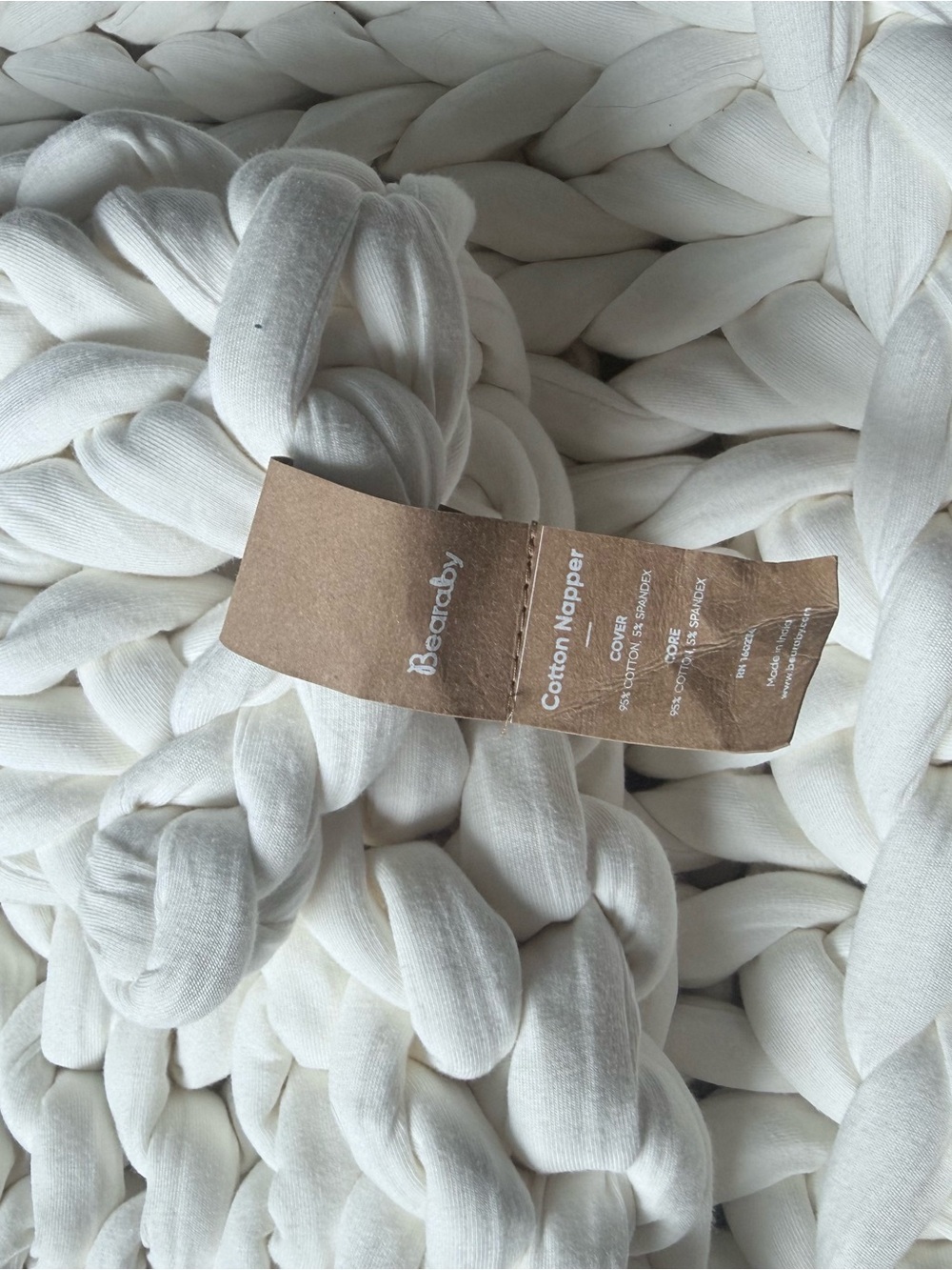 Bearaby Cotton Napper Chunky Knit Throw Blanket in White